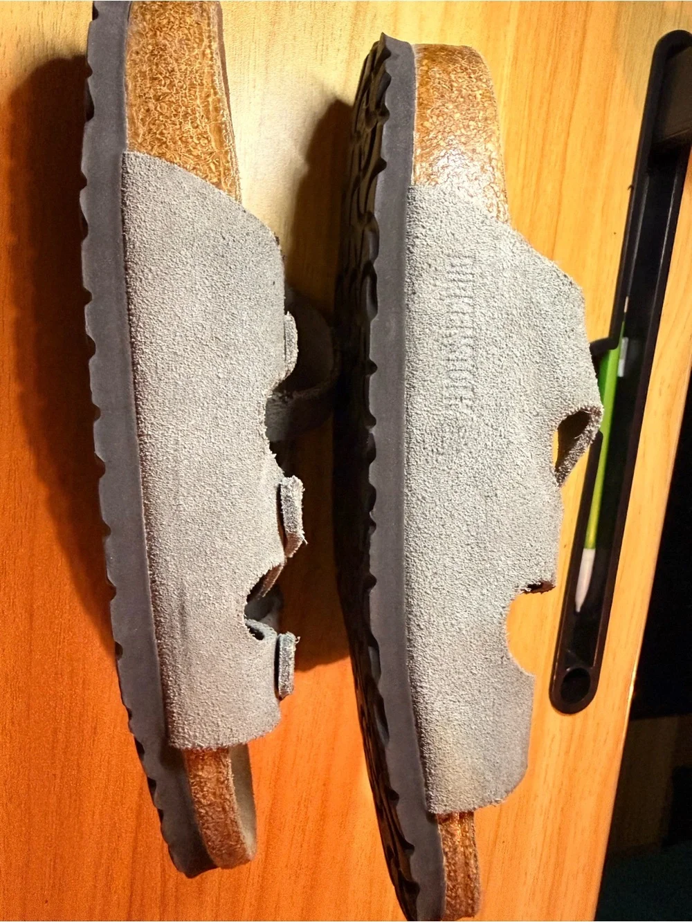 Birkenstock Suede Triple-Strap Sandals in Gray